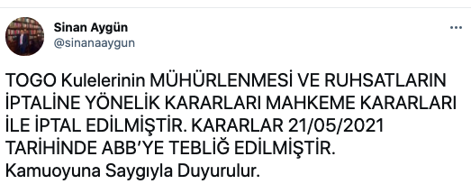 TOGO Kuleleri davasında mahkeme Aygün’ü haklı buldu