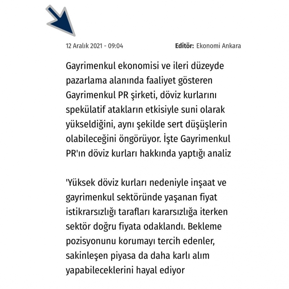 Döviz kurlarının düşeceğini Gayrimenkul PR bildi