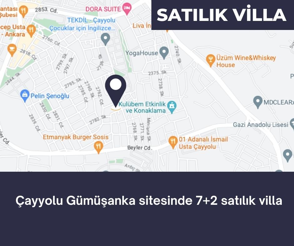 Çayyolu'nda site içerisinde 7 odalı 540 m2 avantajlı villa