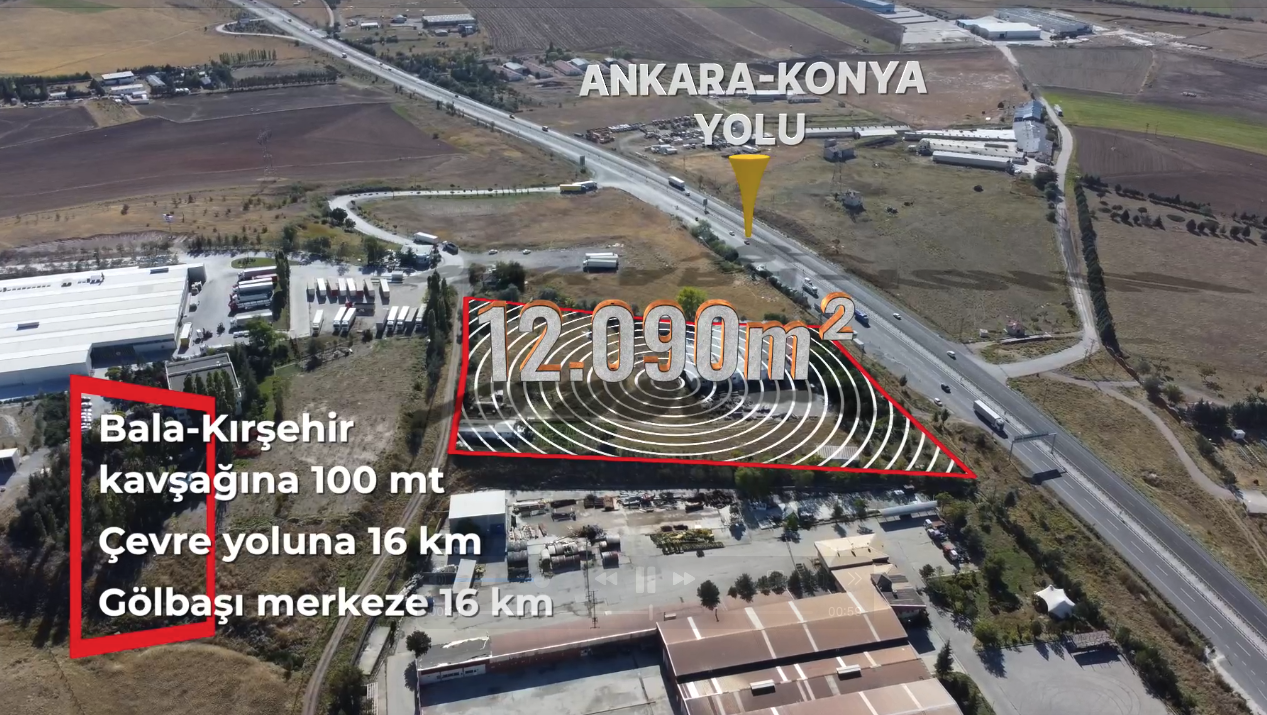 Ankara Konya yoluna cepheli 12 bin m2 sanayi arsası yatırım fırsatı sunuyor