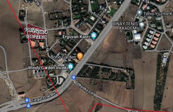 İncek'te toplam 6.400 m2 12 villalık arsa