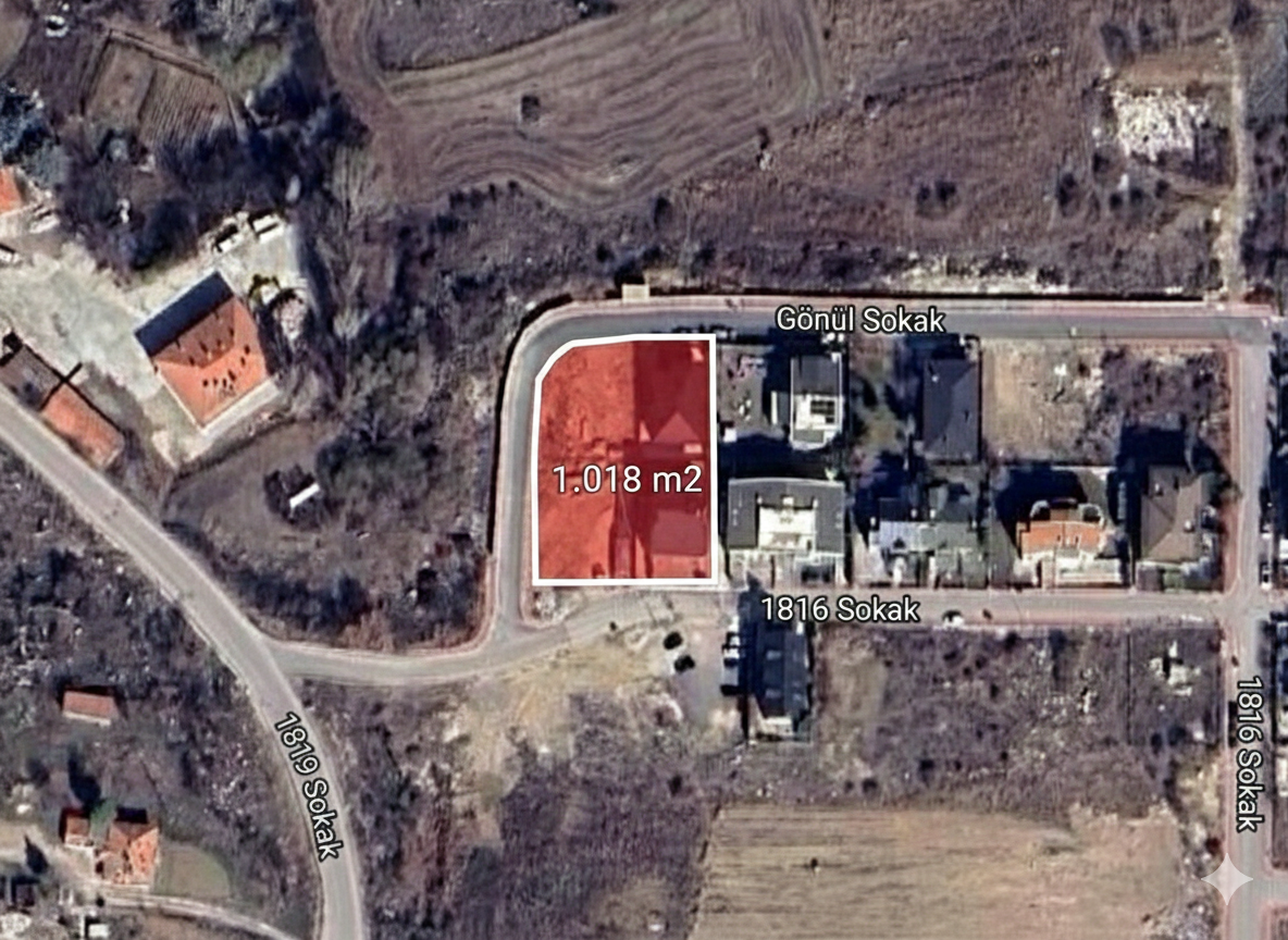 Bilkent’te 1.018 m² satılık köşe parsel kupon arsa