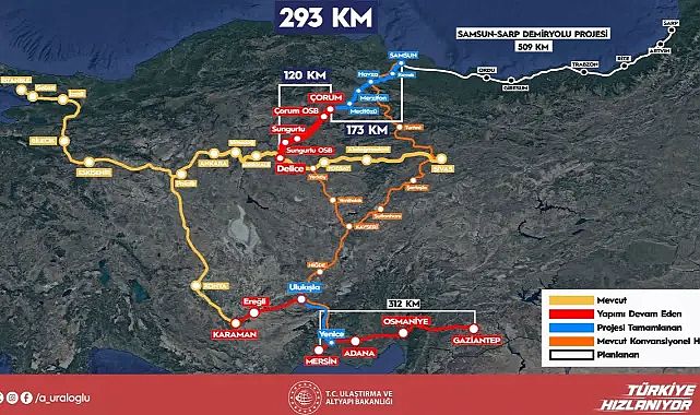 Ankara-Samsun YHT ile 2,5 saate inecek