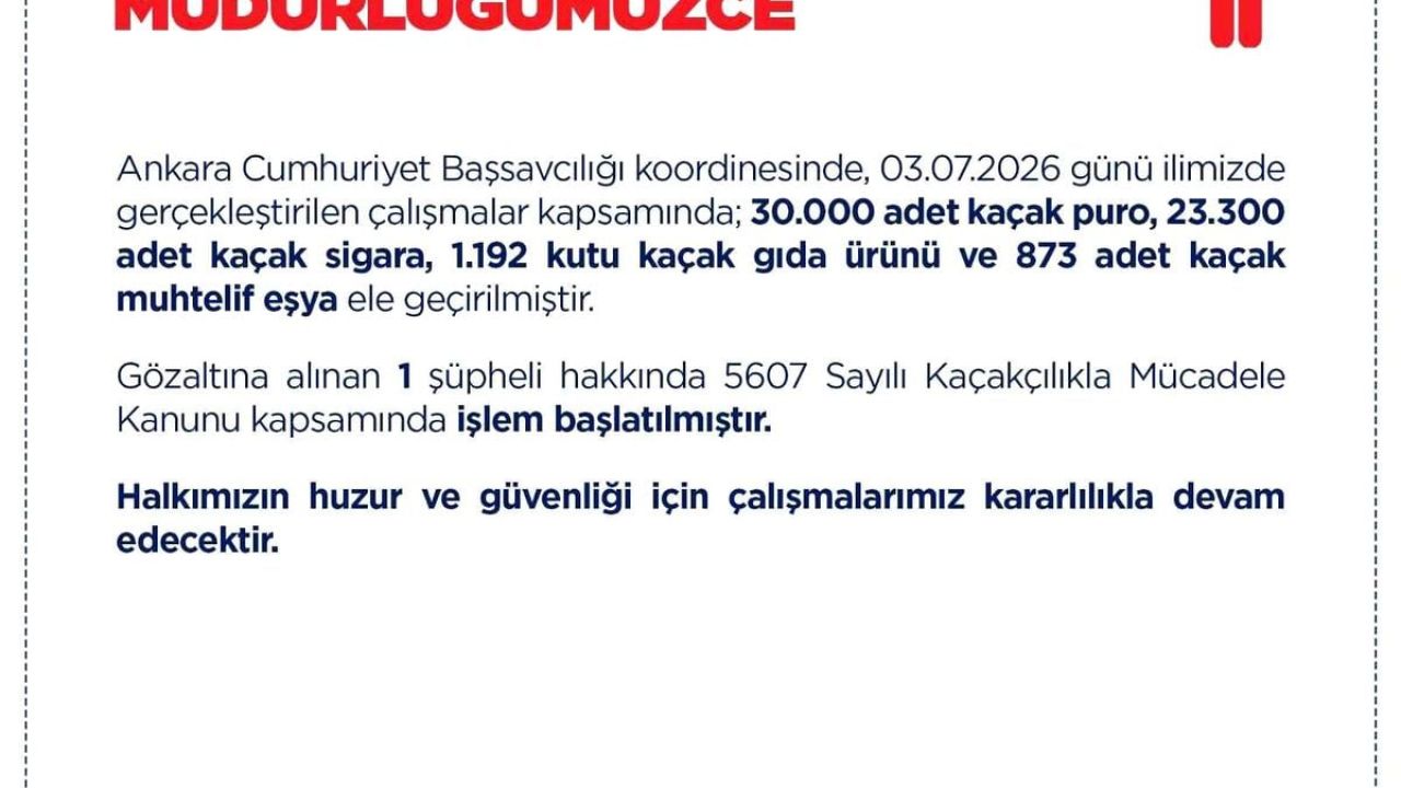 Ankara'da kaçakçılık operasyonu: 30 bin adet kaçak puro ele geçirildi