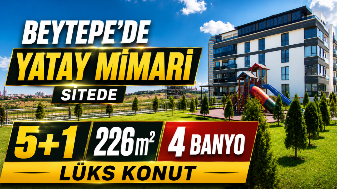 Yatay mimari sitede 5+1 4 banyolu süper lüks konut